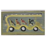 Original Mose T painting PEOPLE ON BUS on wood