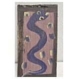 Original Mose T Blue Snake Painting on Wood