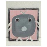 Original Mose T Gray Chicken Painting on Wood