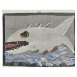 Original Mose T painting FISH IN WATER on wood