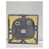 Original Mose T Painting of Black Chicken on Wood