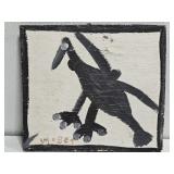 Original Mose T Black Bird Painting on Wood
