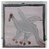 Small Mose T painting of bird on wood