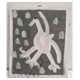Original Mose T White Bird Painting on Wood