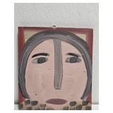 Original Mose T Painting of Woman on Wood