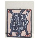 Original Mose T Blue Animal Painting on Wood