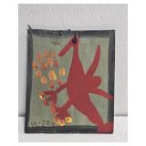 Original Mose T Red Bird Painting on Wood