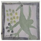 Original Mose T Green Bird Painting on Wood
