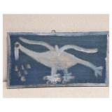 Original Mose T White Bird Painting on Wood