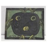 Original Mose T Black Chicken Painting on Wood