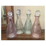 Lot of 4 Glass Decorative Decanter Bottles