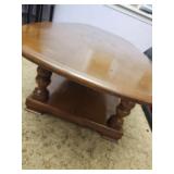 Vintage wooden oval coffee table