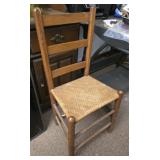 Vintage Wooden Ladder Back Chair Woven Bottom