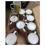 Set of 10 smiley face mugs