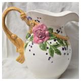 Hand Painted Ceramic Floral Pitcher
