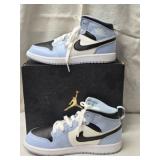 Ice Blue Nike Air Jordan 1 Mid Size 1 Youth w Box