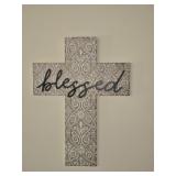 Beautiful Carved Cross with Blessed on it