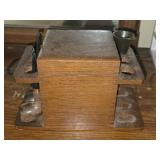 Antique Wooden Cigar Box with 3 Tobacco Pipes