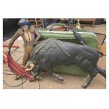 Plastic bull & matador wall decor