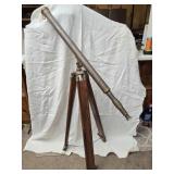 Antique Brass Telescope with Wood Stand