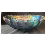 Large footed carnival glass decorative dish