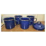 5 pieces of speckled enamel cups