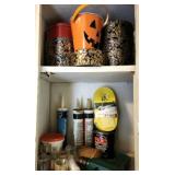 Cabinet Lot of Misc Caulk Metal Tins and More