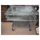 Roll around glass top desk