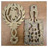 Lot of 2 brass trivet pieces