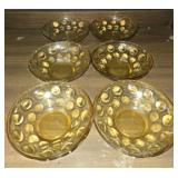 Set of 6 orange glass bowls