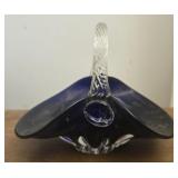 Beautiful blue and clear glass basket