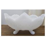 White milkglass footed bowl