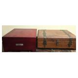 Lot of 2 Collectible Wooden Boxes for Coins & Misc