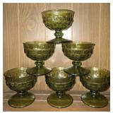 Set of 6 green American fostoria glasses