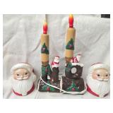 Lot of 3 Ceramic Santa Claus Light & Decor