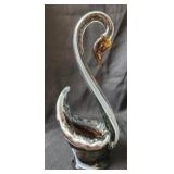 Beautiful art glass swan brown and white