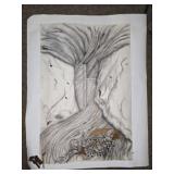Hand made cross drawing looks like prison art