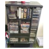 Storage Cabinet with Glass Doors & VHS DVD movies
