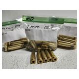 Apx 70ct 7mm 08 bullet casing for reloading ammo