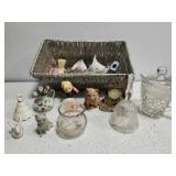 Basket of decor figurine and other