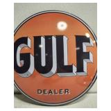 Vintage style GULF DEALER oil company tin sign