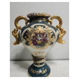 Limoges style porcelain urn vase colbat gold