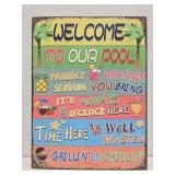 New metal pool sign