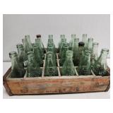 20pc set vintage style coke bottle in wood crate