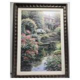 Framed print of a creek & flowers