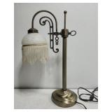 Vintage brass table lamp beaded fringe