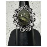 Labarodorite German Silver Ring size 8