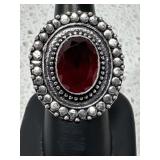 Garnet German Silver Ring Size 8