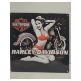 Vintage style pinup girl Harley Davidson tin sign