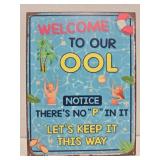 New metal pool sign